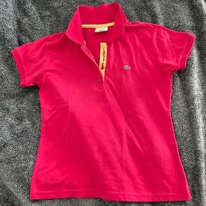 Pink 👚 & yellow detail design 💛Lacoste Polo 👕 -36 size about Small size